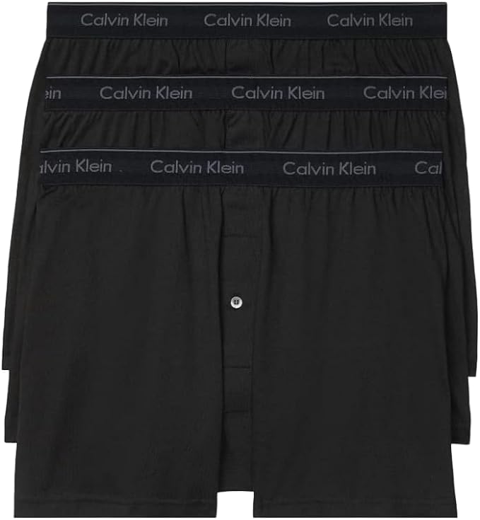 Calvin Klein 3-Pack Knit Cotton Boxers - Black - Large