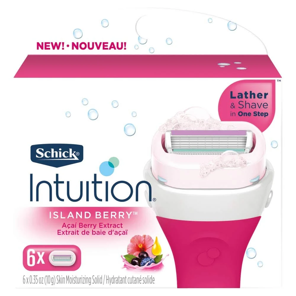 Schick Intuition Island Berry Women's Razor Blade Refills, 6 Count