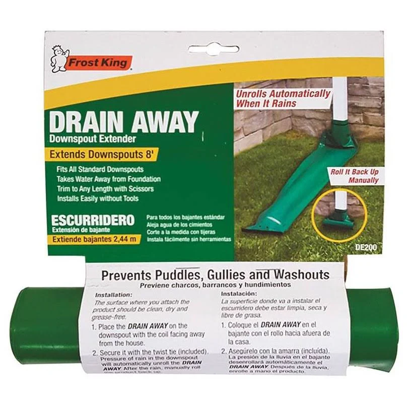 Frost King Drain Away DE200 8&#039; Roll Out Green Downspout Extender Extension