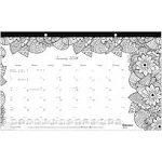 Blueline® Monthly Desk Pad Calendar, DoodlePlan Coloring Pages, 17.75 x 10.88, Black Binding, Clear Corners, 12-Month (Jan-Dec): 2025