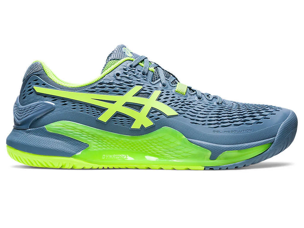 Men's Asics Gel-Resolution 9, Steel Blue/Hazard Green, 14 D Medium