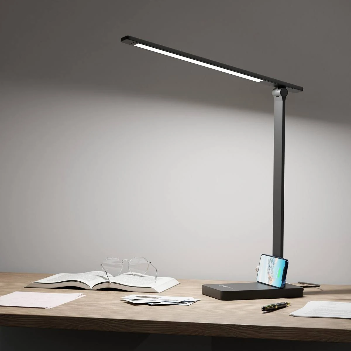 Lepro LED Desk lamp with USB Charging Port Dimmable Home Office lamp touch control bright reading table lamp