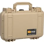 PELICAN Protective Case: 6 in x 10 1/2 in x 3 1/8 in Inside, Flat/Pick and Pluck/Solid, Beige