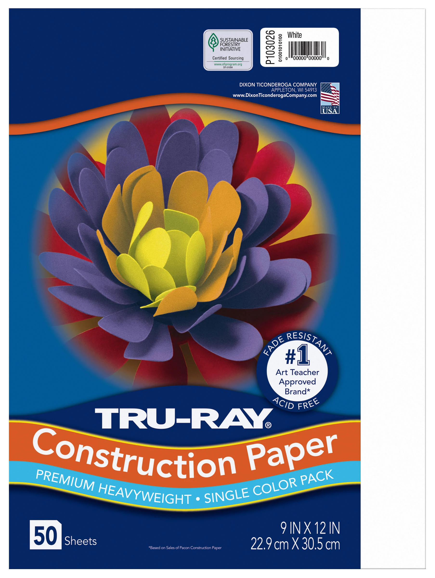 Tru-ray Construction Paper, 76lb, 9 X 12, White, 50/pack