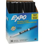 Expo Low Odor Dry Erase Markers, Ultra Fine Tip - Office Pack, Black, 36/Pack