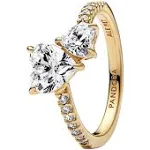 Pandora 161198C01 Ring Sparkling Double Heart zilver-zirconia