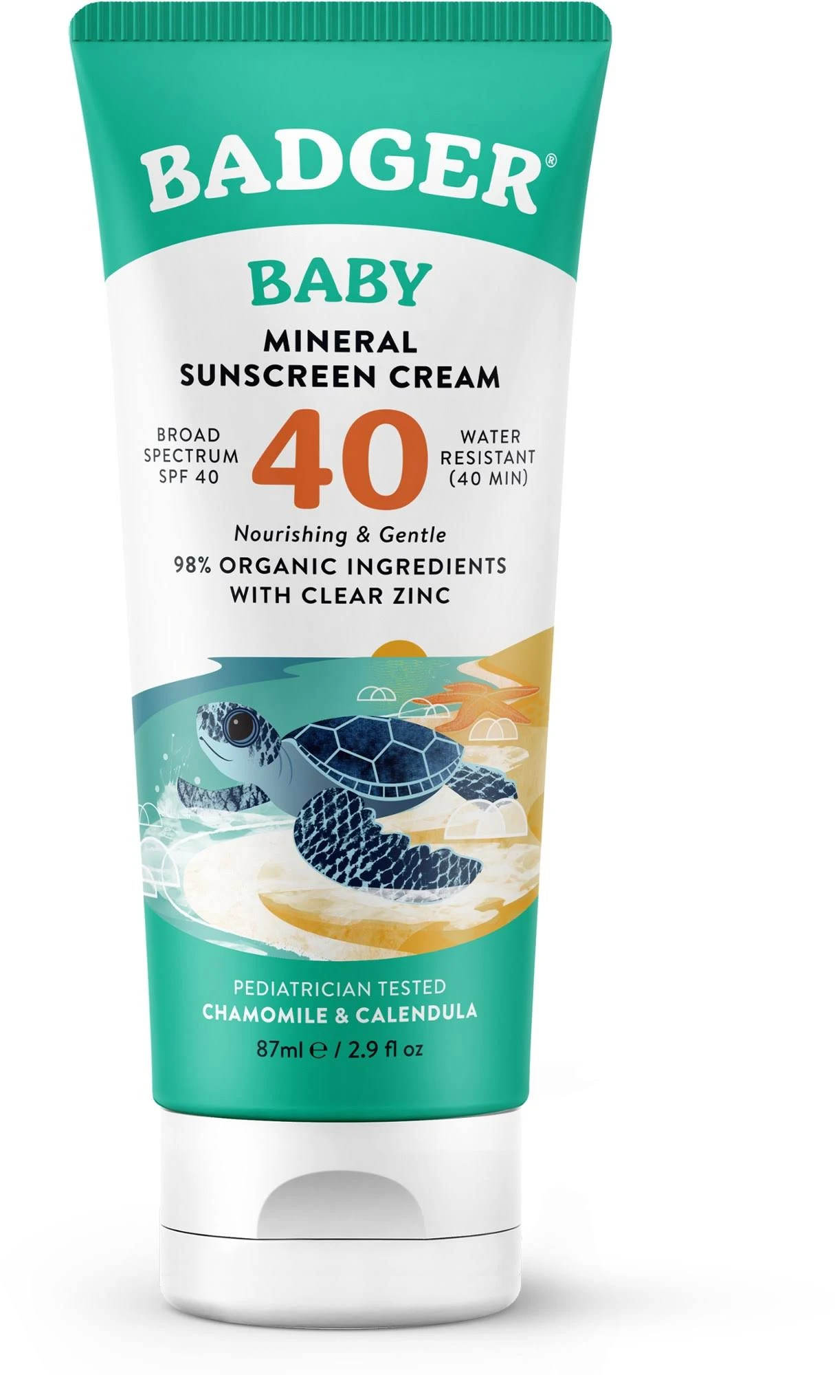 SPF 40 Baby Clear Zinc Sunscreen Cream 2.9oz by W.S. Badger