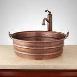 Signature Hardware 426676 17" Hammered Copper Bucket Vessel Sink with Decorative ...