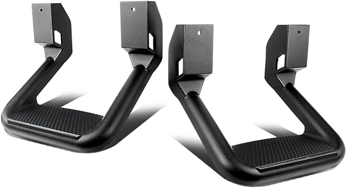 SSTEP-BK Pair Black Aluminum Side Hoop Steps Compatible with Most Pickups and Su