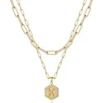 M MOOHAM Dainty Layered Initial Necklaces for Women, 14K Gold Plated P