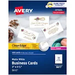 Avery Clean Edge Business Cards, Laser, 2 x 3 1/2, White, 400/Box