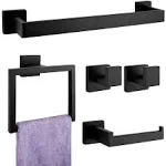 5-Pieces Matte Black Bathroom Accessories Set, 23.6 Inch Bath Towel Bar Set, SUS 304 Stainless Steel Bathroom Hardware Set, Towel Racks for Bathroom Wall Mounted.