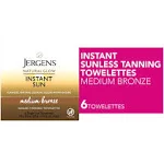 Jergens Sunless Tanning Towelettes, Medium Bronze, Instant Sun - 6 towelettes