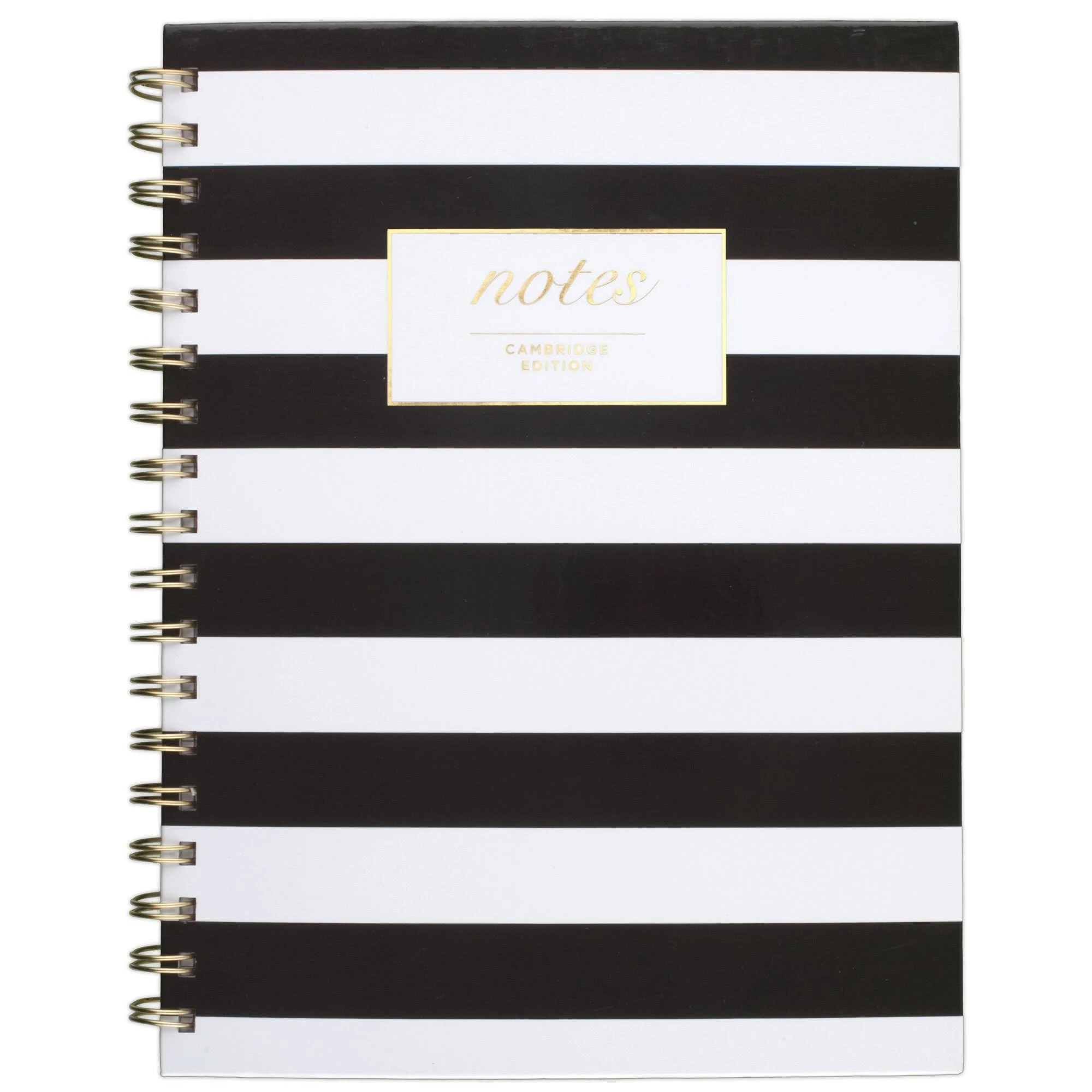 Black and White Striped Hardcover Notebook, 1-Subject, Wide/Legal Rule, Black/White Stripes Cover, (80) 9.5 x 7.25 Sheets