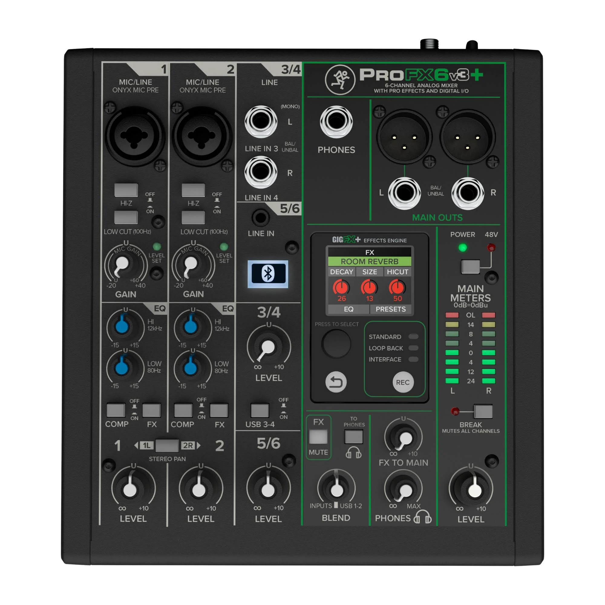 Mackie ProFX6v3+ 6-Channel Professional Analog Mixer w/ Enhanced FX / USB Recording Modes / Bluetooth