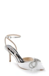 Women's Sacred Embellished Ankle Strap Pumps In White Satin