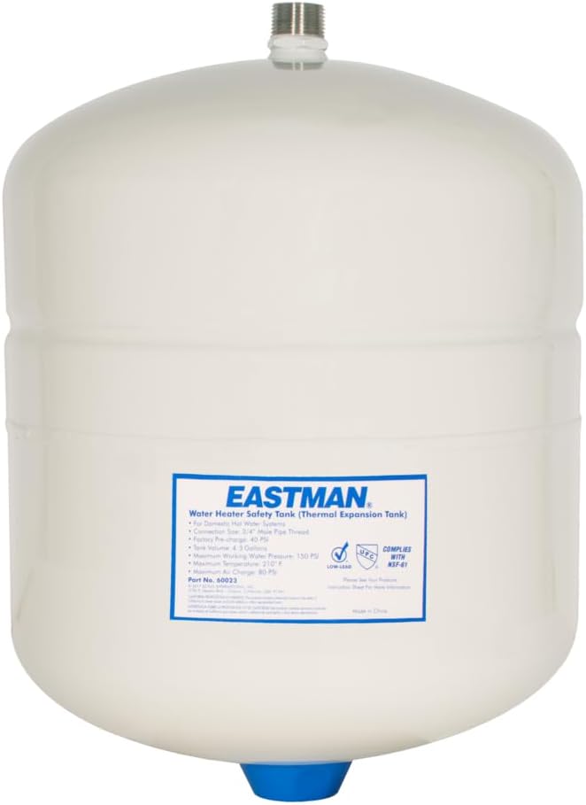 Eastman 60023 Thermal Expansion Tank, 4.5 Gal, 3/4 in Mpt, Steel, White