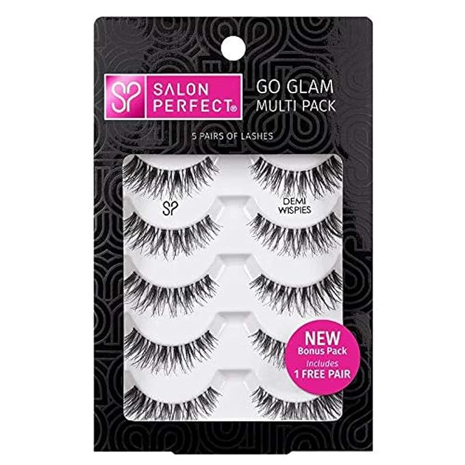 Salon Perfect Perfectly Glamorous Multi Pack Eyelashes, Demi Wispies Black, 4 pr