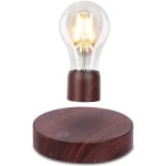 VGAzer Magnetic Levitating Floating Wireless LED Light Bulb Desk Lamp for Unique Gifts, Room Decor, Night Light, Home Office Decor Desk Tech Toys (Round Wooden Base.)