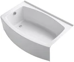 Kohler Expanse 60" X 32-38" Curved Alcove Bath w/ Left-Hand Drain, White