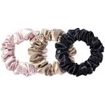 Slip Silk Large Scrunchie Set, Black/Pink/Caramel - 3 pack