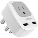 TESSAN South Africa Power Adapter, Type M Travel Plug Adapter with 2 USB & 1 American Grounded Outlet, Adaptor for USA to Bhutan, Botswana, India, Israel Namibia Nepal Pakistan, 3 Pack