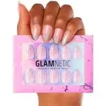 Glamnetic Press On Nails - Winter Storm | Semi-Transparent Short Almond Nails, Reusable | 15 Sizes - 30 Nail Kit