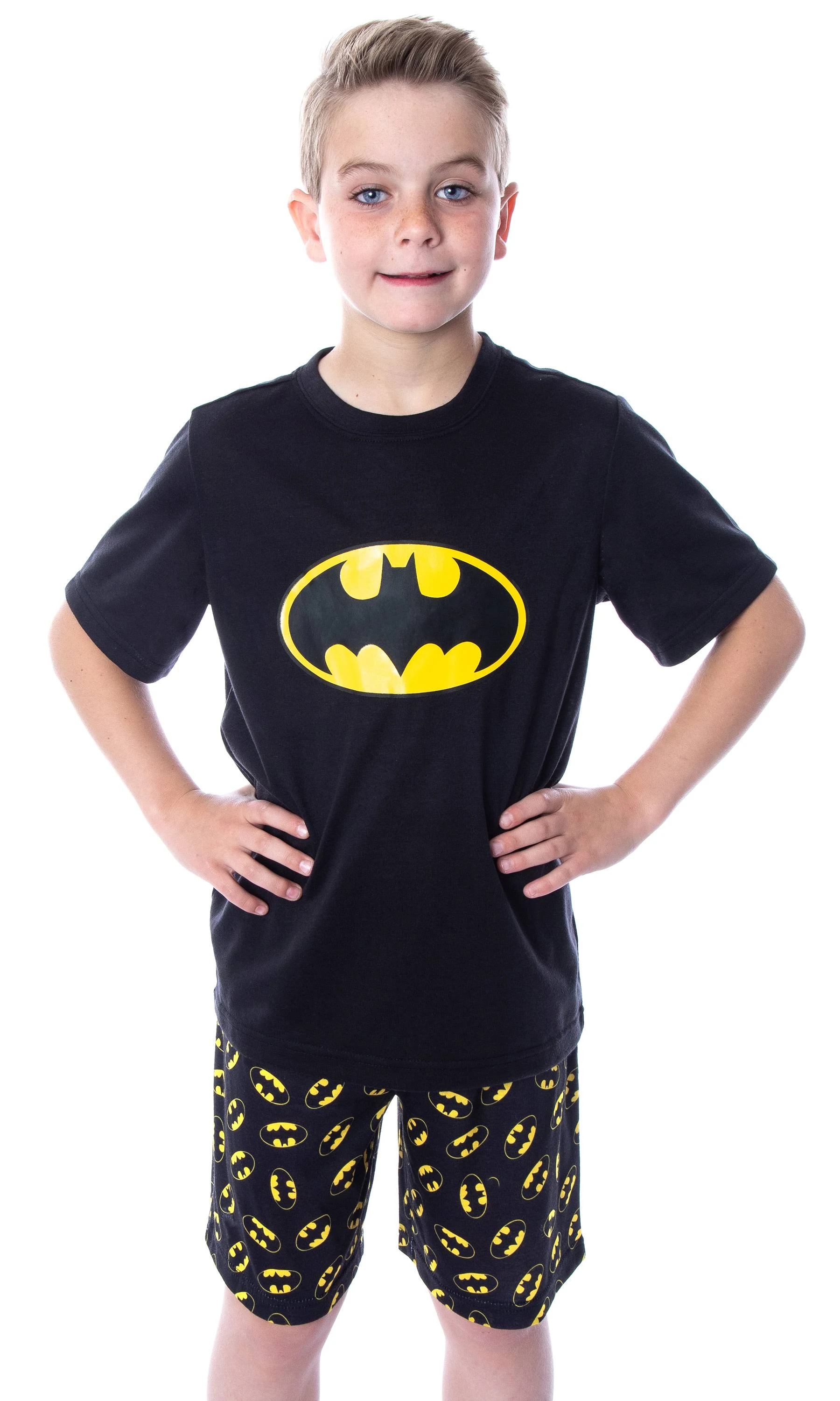 DC Comics Big Boys&#039; Batman Logo Short Sleeve Shirt Pajama Short Set