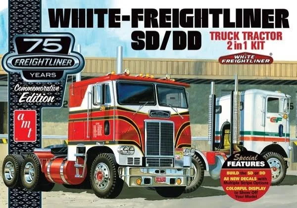 AMT White Freightliner 2 in 1 SD/DD Cabover Tractor 1/25 Model Kit