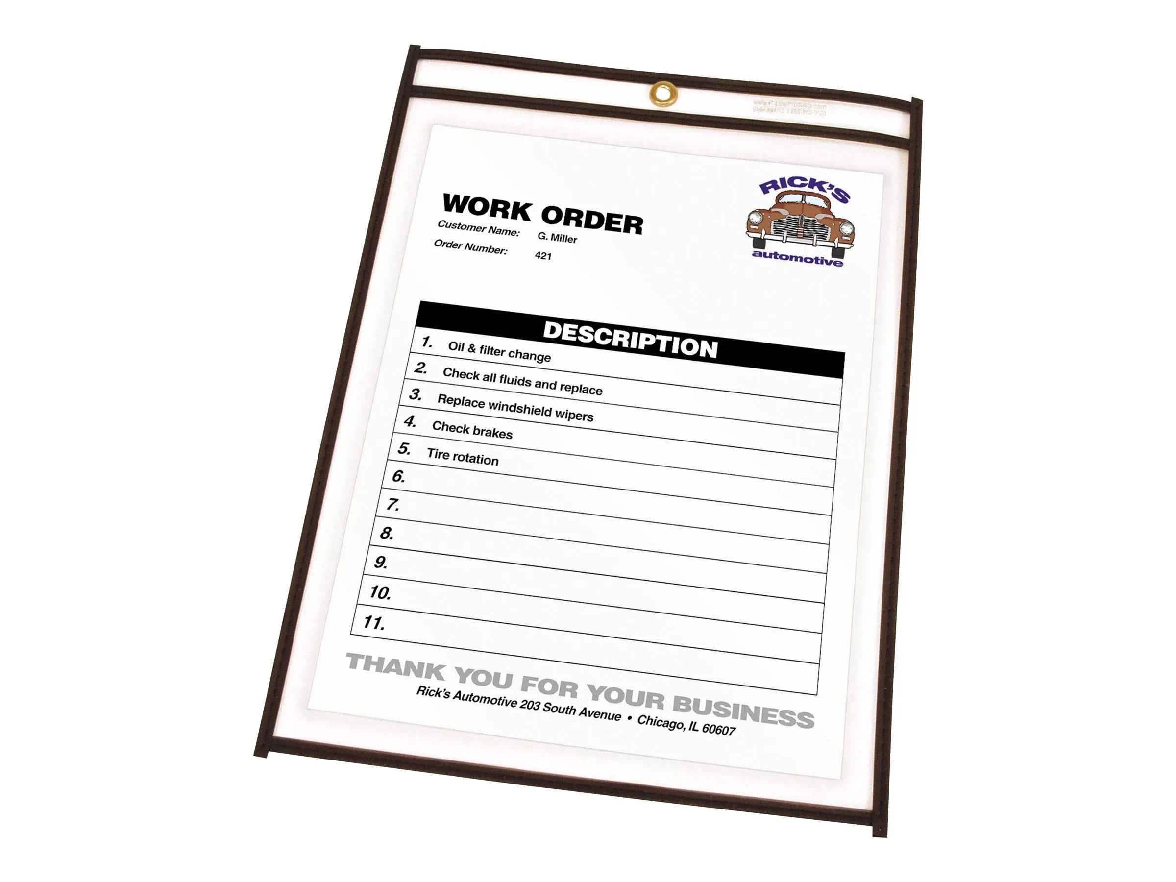 C-Line Vinyl Job Ticket Holders, 8-1/2" x 11", Clear with Black Edges25/Box (46911)