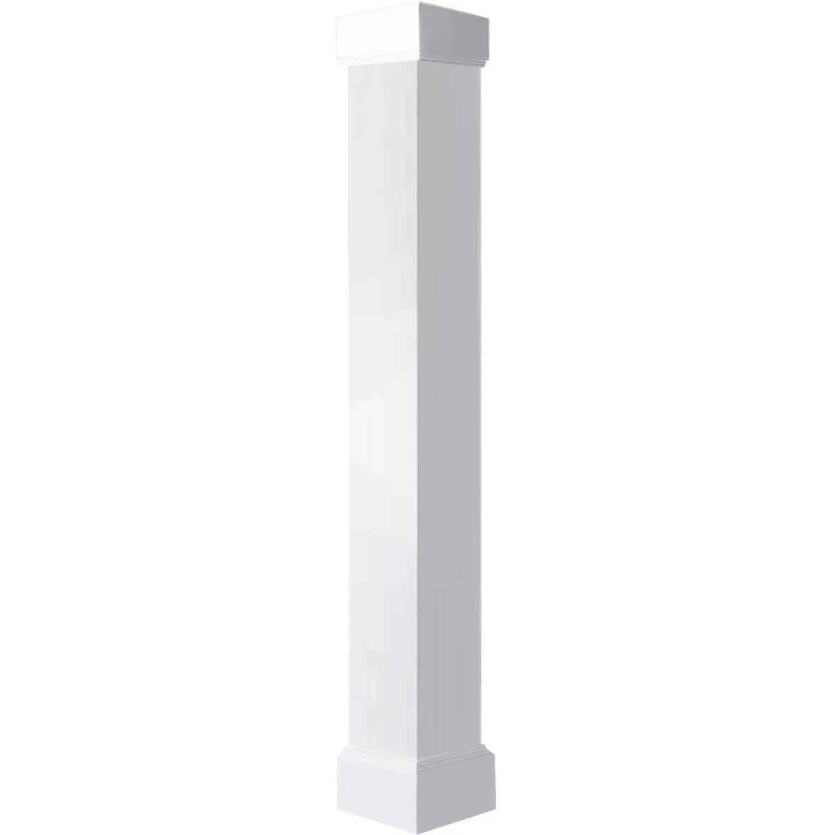 8"W x 6'H Premium Square Non-Tapered Smooth PVC Endura-Craft Column Wrap Kit, Mission Capital & Base