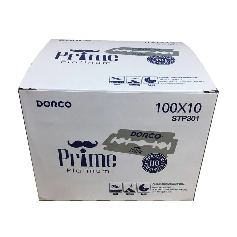 Dorco STP301 Prime Platinum Double Edge Blades (V) | 1,000 Blades