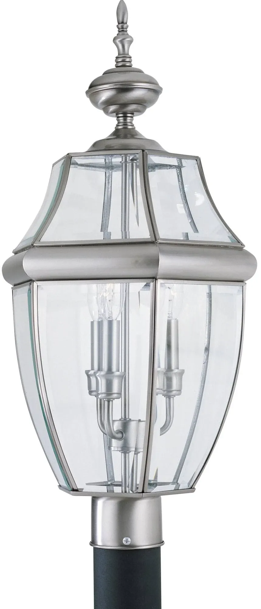 Generation Lighting Lancaster Three Light Outdoor Post Lantern - Antique Brushed Nickel - 8239-965