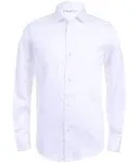 Calvin Klein Boys' Big Long Sleeve Sateen Dress Shirt White