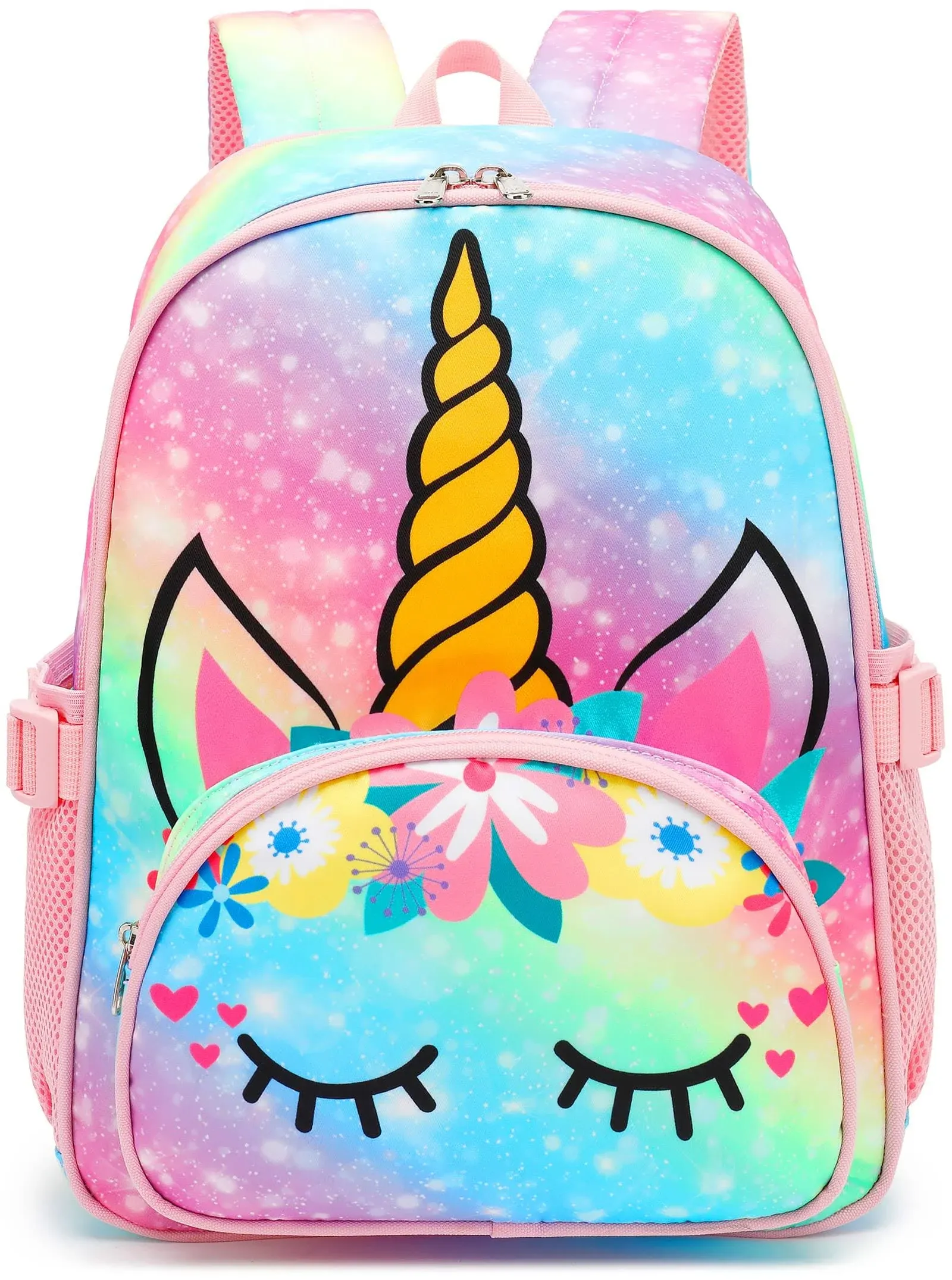 Kids Backpack Girls School Preschool Kindergarten Gold - Pink Blue 