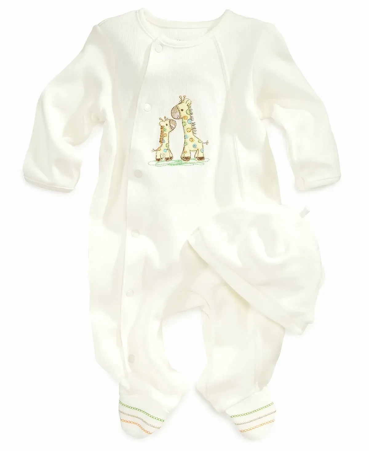 🆕 NWT Little Me Giraffe Front Footie &amp; Hat Set