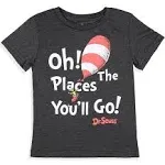 Seven Times Six Dr. Seuss Toddler Boy's Oh The places You'll Go Inspirational Quote Kids Classic Book T-Shirt, Kids Unisex, Size: 18 Months, Gray