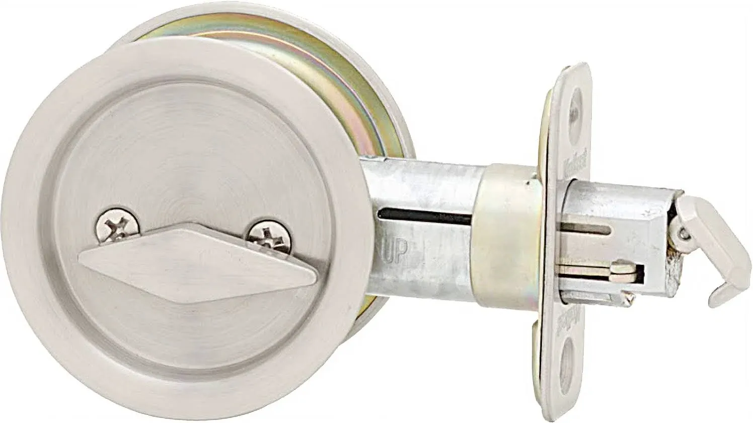 Round Satin Nickel Bed/bath Pocket Door Lock Kwikset Ultramax 335 15 