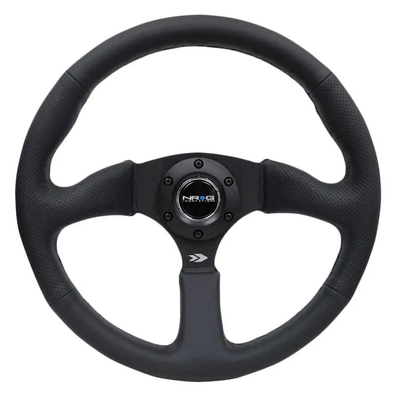 NRG Innovations NRG-RST-023MB-R Reinforced Steering Wheel 350mm Diameter 50mm Depth Sport Leather Racing (2.5" Deep) Comfort Grip 5mm Matte Black Spoke