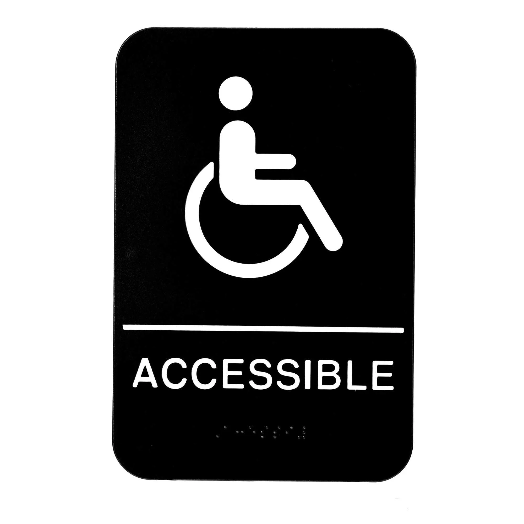 Alpine  ALPSGN-39 ADA Handicap Accessible Sign with Braille, Black/White, ADA Compliant, 6x9