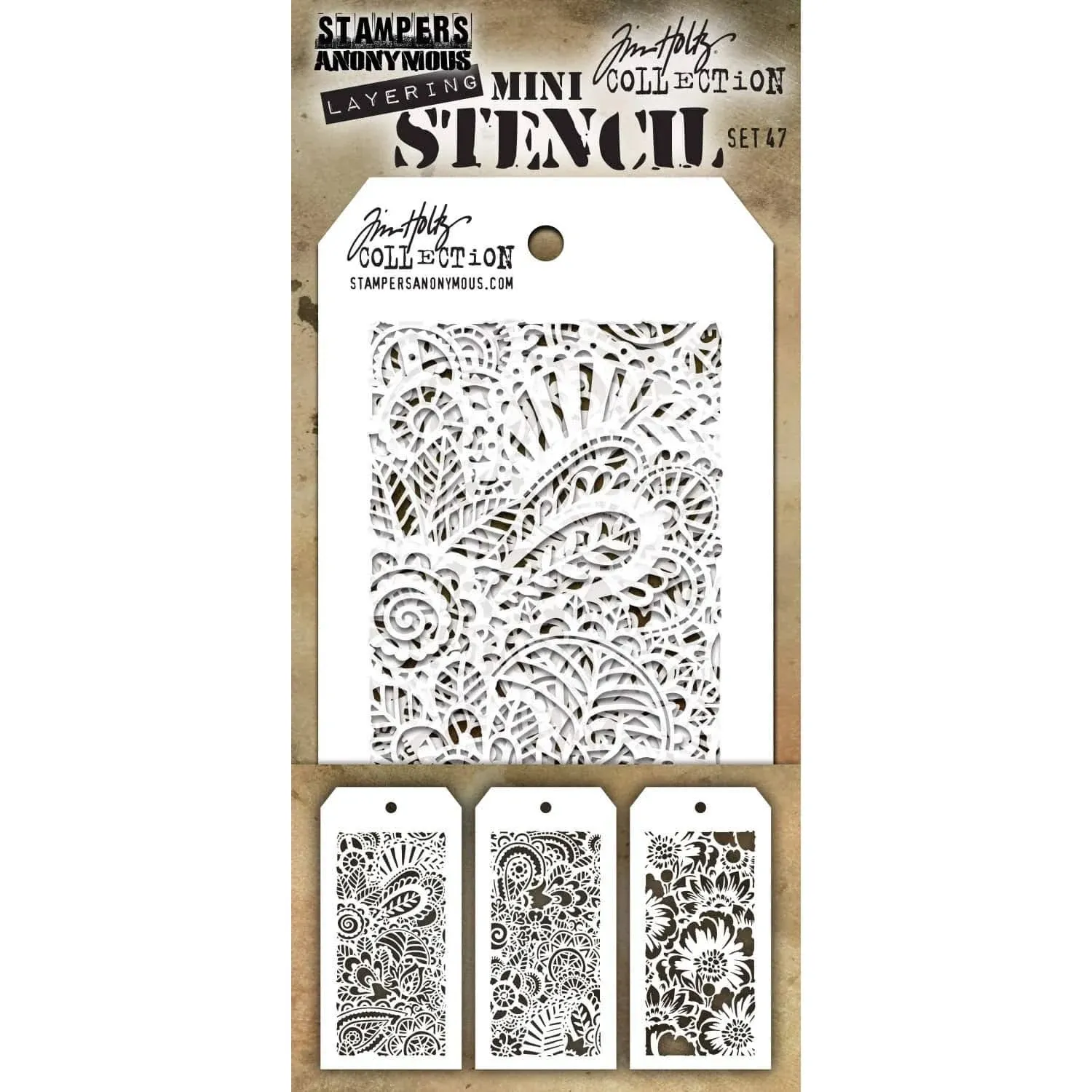 Tim Holtz Mini Layered Stencil Set 3/Pkg Set #47