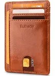 Buffway Slim Minimalist Leather RFID Blocking Wallet