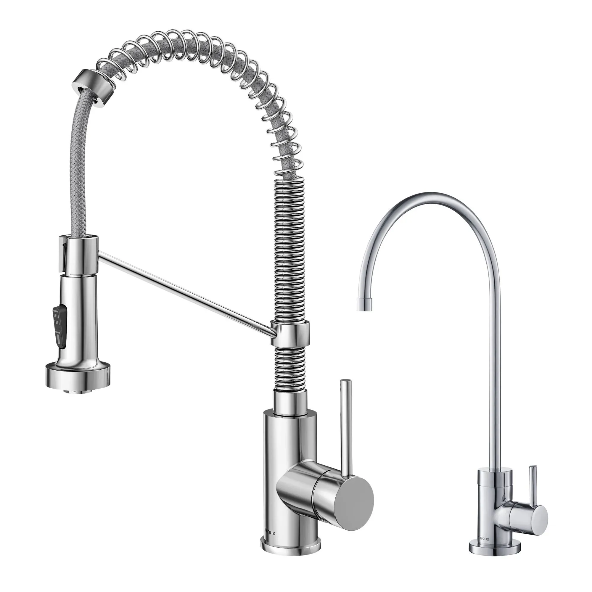 Kraus KPF-1610-FF-100CH Bolden Commercial Style Pull-Down Kitchen Faucet and Purita Water Filter Faucet Combo in Chrome