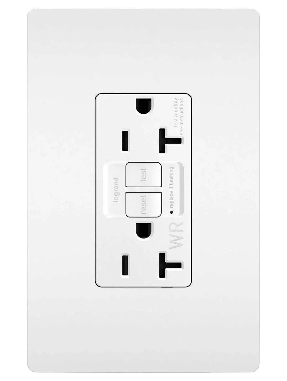 Legrand radiant 2097TRWRWCCD4 20 Amp Outdoor GFCI Self Test Tamper Resistant Weather Resistant Decorator Duplex Outlet, White (1 Count)