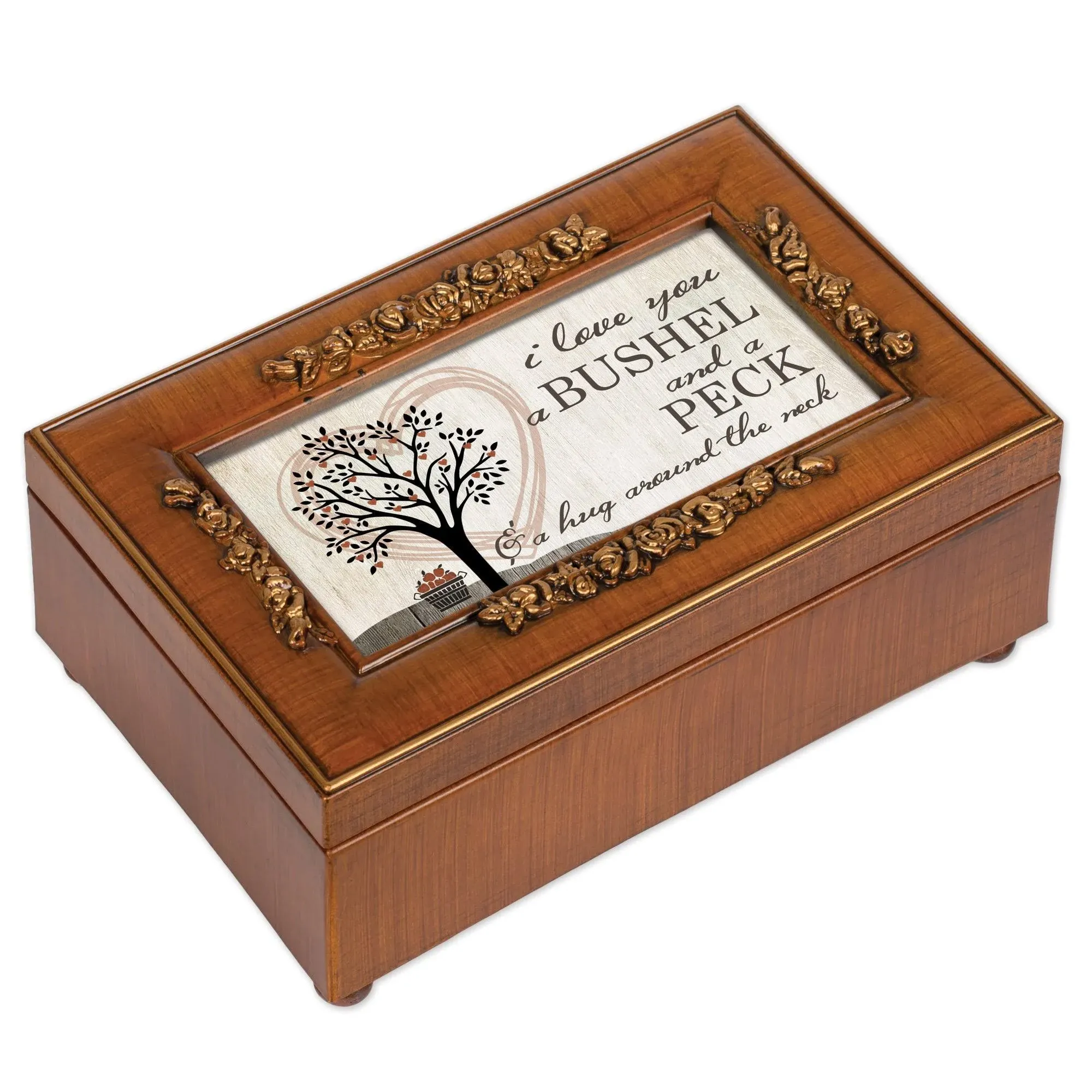 I Love You A Bushel &amp; A Peck Wood Finish Rose Music Box - &#034;You Light Up My Life&#034;