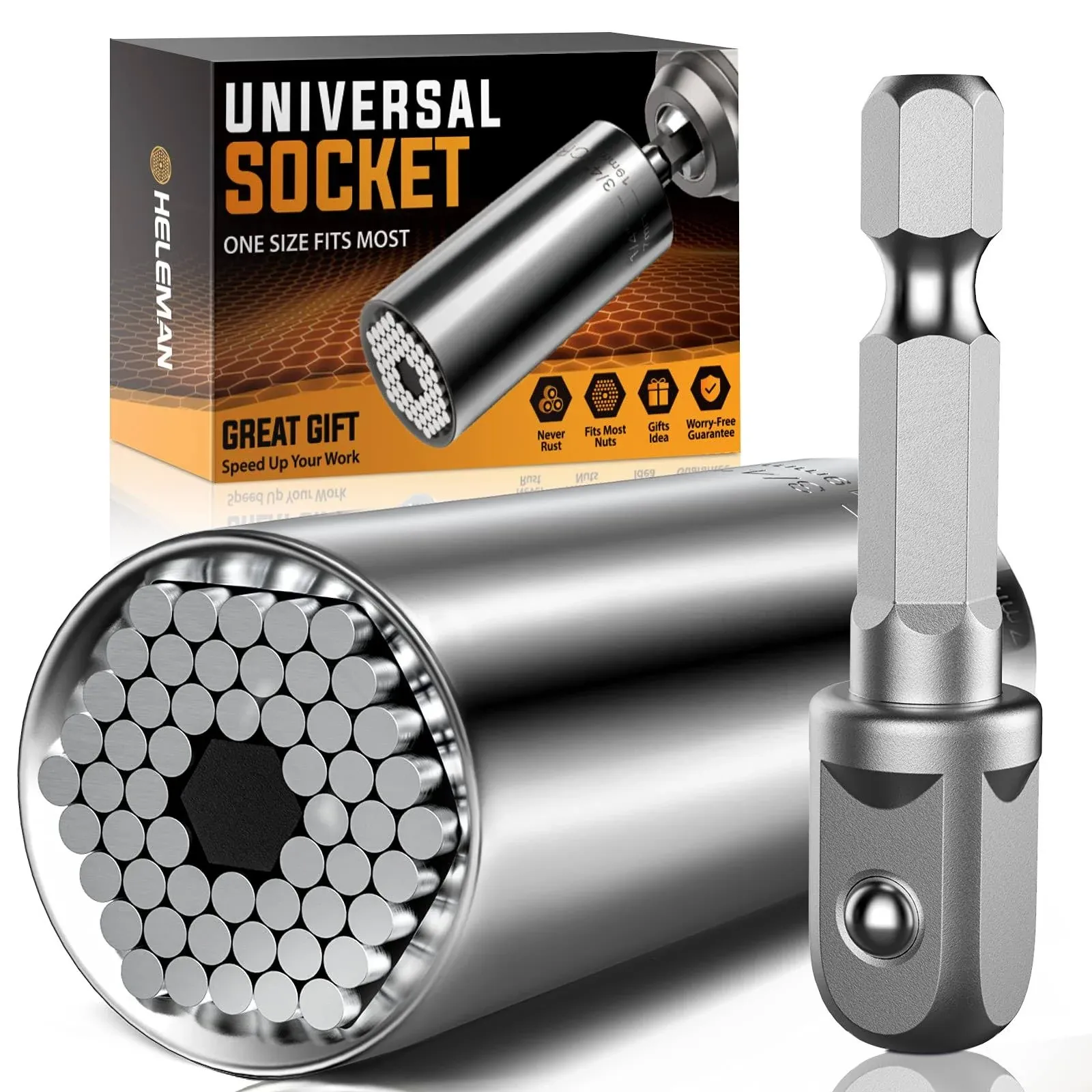 Universal Socket Tools Gifts for Men: Christmas Stocking Stuffers Birthday Gift for Dad Husband Him Women 1/4"-3/4"(7-19mm) Super Socket Set Impact Power Drill Adapter Unique Cool Gadgets