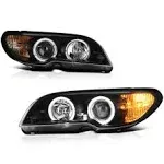 VIPMOTOZ For 2004-2006 BMW E46 Coupe 325CI 330CI LED Halo Headlights Headlamps 3 Series 2 Door Driver and Passenger Side Black Housing Clear Lens Pair Set