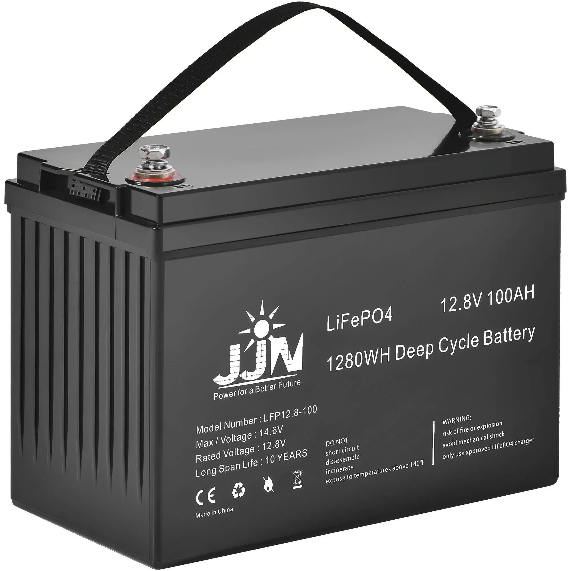 JJN 12V 100ah Lithium Battery 1280Wh Low Temp Cutoff LifePO4 Battery 100ah Deep Cycle Battery Built-in 100A BMS System Perfect for Solar Home Energy Storage RV Camper Off Grid