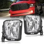 Nilight Fog Lights Assembly Compatible with 2013 2014 2015 2016 2017 2018 Dodge Ram 1500 2019-2021 RAM 1500 Classic (Not Fit for Rebel Model) Fog Light Replacement Clear Lens, 2 Years Warranty