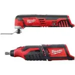 Milwaukee 2426-20-2460-20 M12 12-Volt Lithium-Ion Cordless Oscillating Multi-Tool with M12 12-Volt Lithium-Ion Cordless Rotary Tool